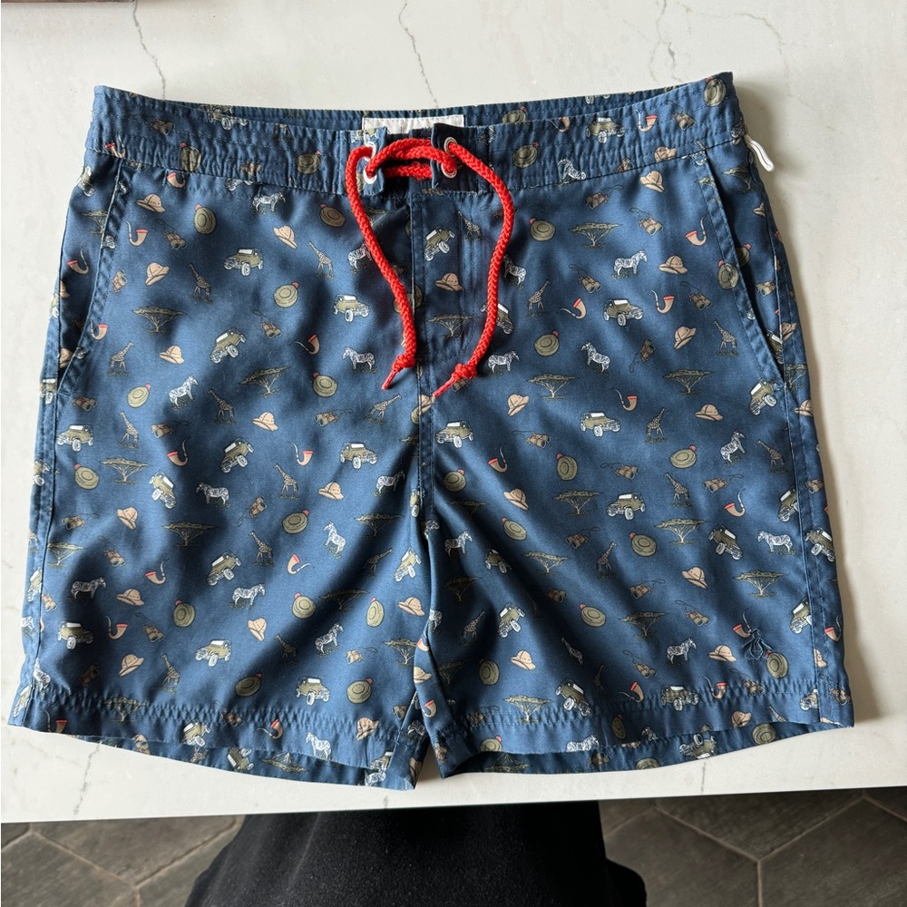 Penguin by Munsingwear Men’s size 30 Swim Trunks in Travel Safari, Dr Livingston